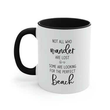 Not All Who Wander Are Lost Ceramic Beach Coffee Mug, 5 Colors Mugs New England Trading Co Black